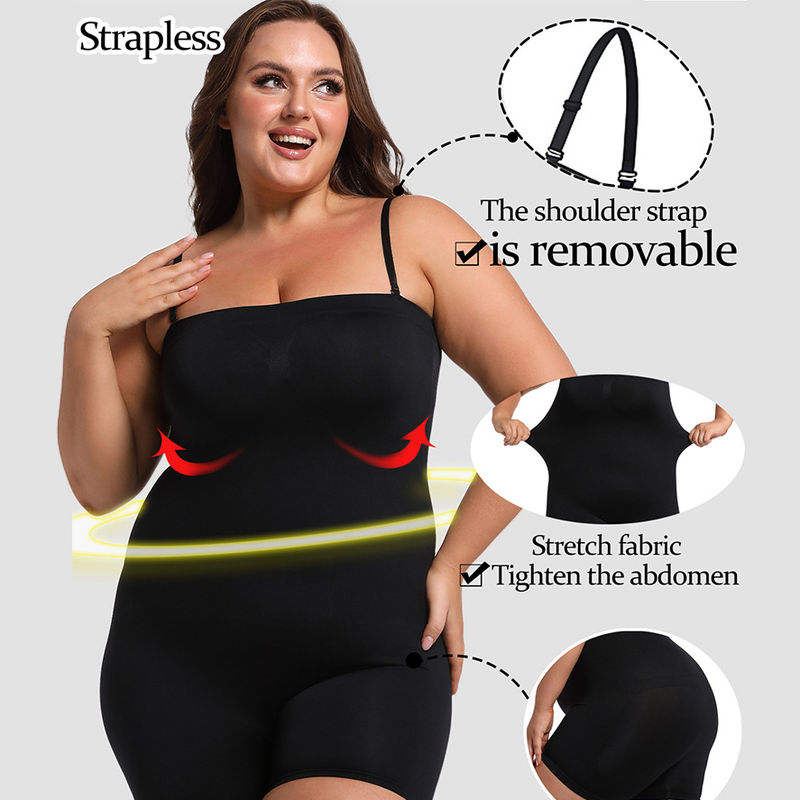 "Seamless Full Body Shapewear With Detachable Straps - Tummy Control, Butt Lift & Smoothing Effect For Women - Nylon Blend Slimming Undergarment_voghion.com
