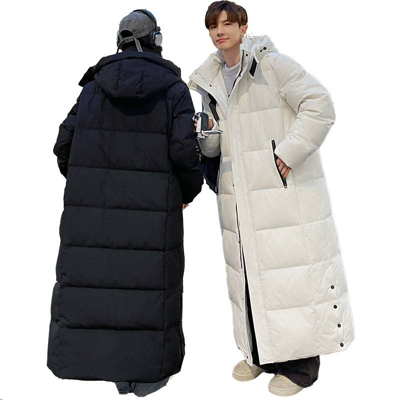 Herrenbekleidung Unisex Übergroße Winterjacke im koreanischen Stil – Wasserdichter, winddichter, ultrawarmer Daunenmantel mit 600+ Fill Power (Schwarz, Cremeweiß)_voghion.com