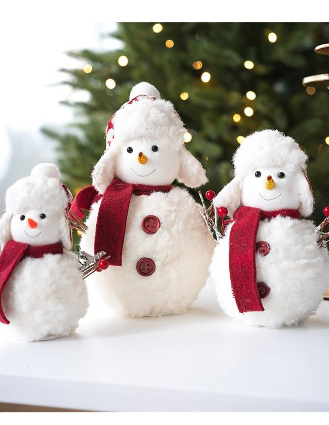 Christmas Soft Knit Snowman Plush Doll - Festive Holiday Decor Cute Ornament For Home Tree & Gift (Large/Medium/Small)_voghion.com