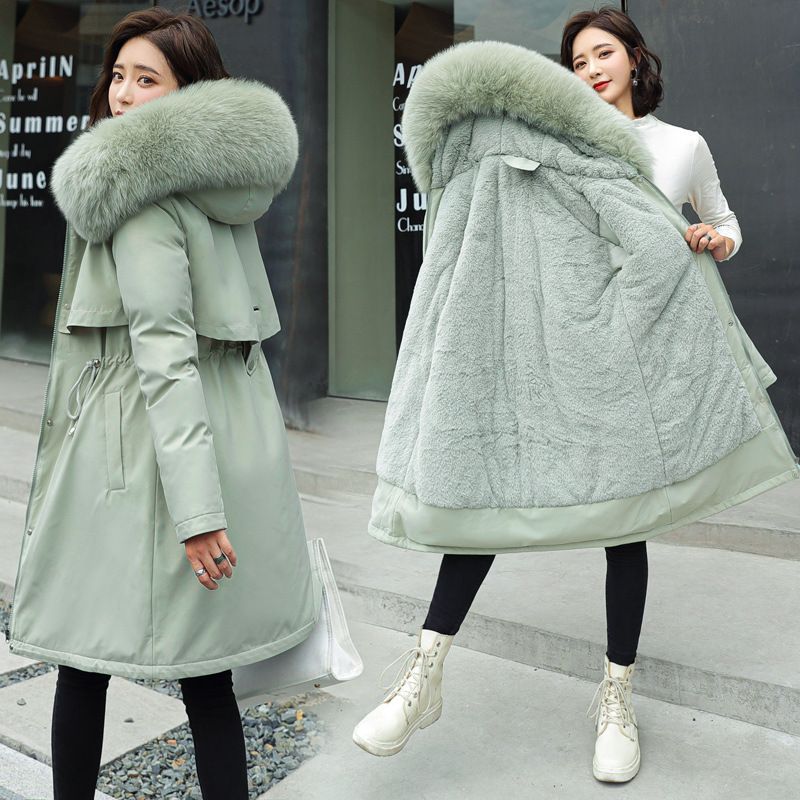 Dames winterparka met imitatiebont, slim fit lange donsjas, fleece voering, warme bovenkleding voor koud weer_voghion.com