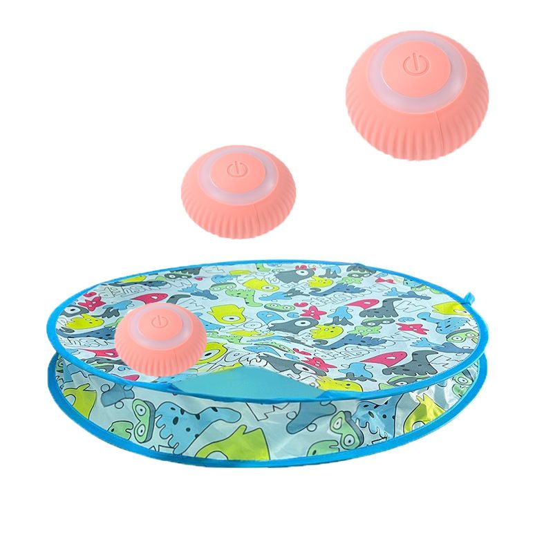 Brinquedo de caça para gatos recarregável com bola de salto - Brincadeira interativa para gatos de interior - Azul/Rosa/Marrom_voghion.com