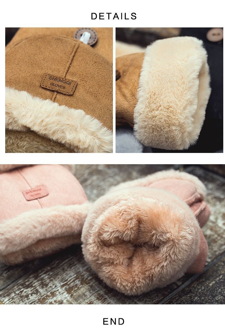 Guanti da ufficio con mezze dita, foderati in pile scamosciato, caldi e invernali, touchscreen e patta_voghion.com