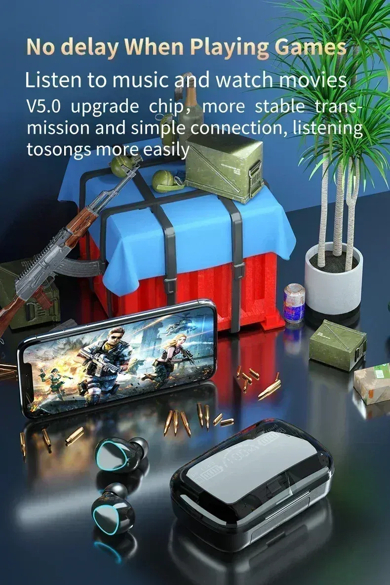 Original M10 Headphones Bluetooth Wireless Earpods Sports Stereo Noise Canceling Headphone Microphone Speaker_voghion.com