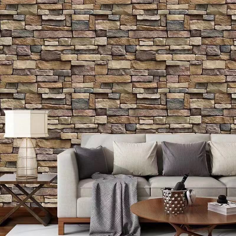 Brick Pattern 3D Self-Adhesive DIY Photo Live Streaming Background Wall Living Room Dormitory PVC Wallpaper_voghion.com