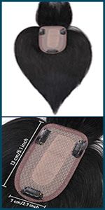 100 % Echthaar-Topper mit Pony, 150 % Dichte, Seidenbasis, Clip-In-Topper_voghion.com