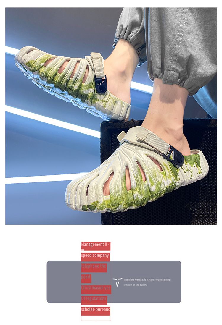 Scarpe da uomo con buchi, coppia di sandali da casa, da indossare all'aperto, suola morbida, traspiranti, leggere, da spiaggia, per uomo_voghion.com