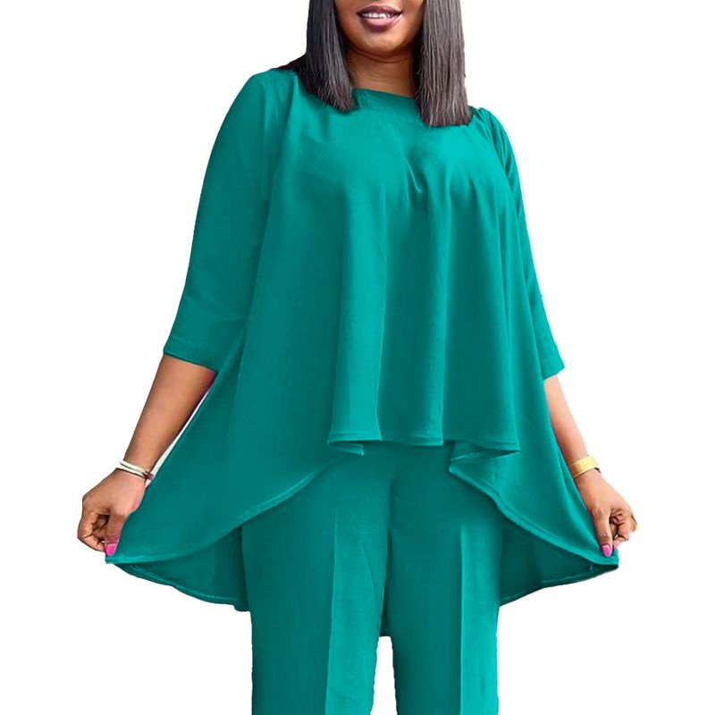 Blusa com estampa africana plus size - caimento solto e elegante, bainha irregular (moda feminina de verão, respirável e estilosa)_voghion.com