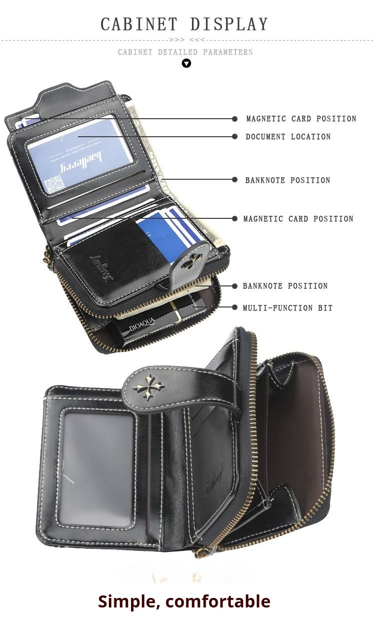 Kleine Geldbörse für Damen mit Reißverschluss, zweifach gefaltet, Vintage-Geldbörse, Gothic-Geldbörse, Mini-Geldbörse aus Leder mit Münzfach_voghion.com
