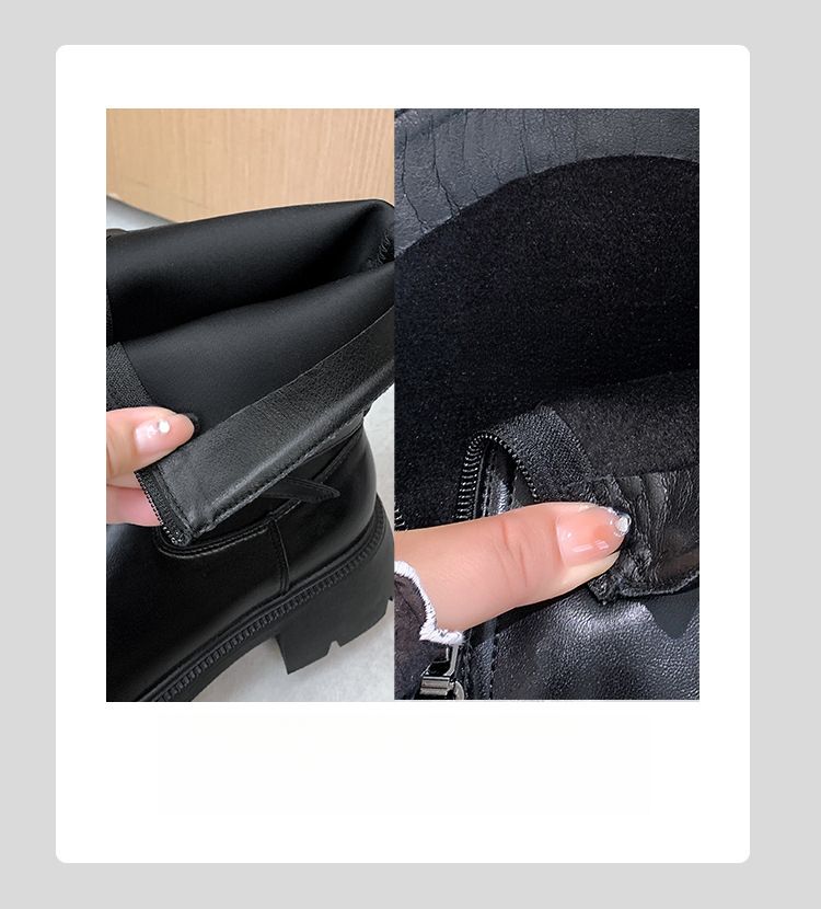 2025 Modası Yeni Stil Kalın Tabanlı Kısa Orta Baldır Martin Botları_voghion.com