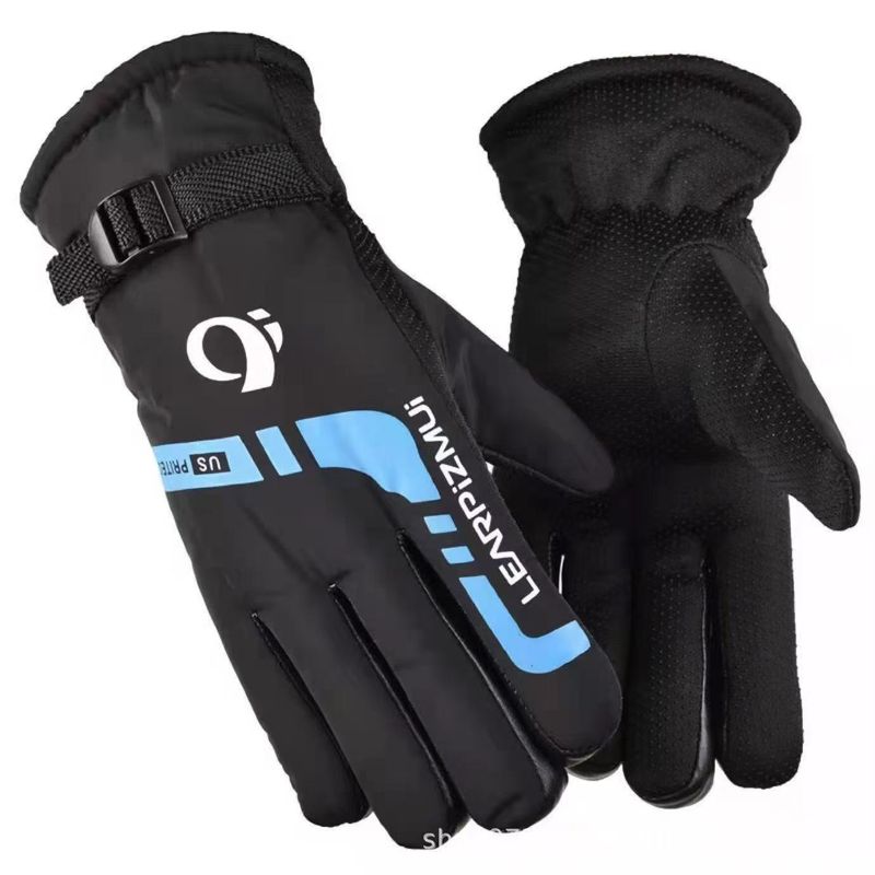 Gants d'hiver chauds pour hommes - Gants de moto doublés en polaire, épais, pour le ski, le cyclisme, coupe-vent et rembourrés en coton_voghion.com