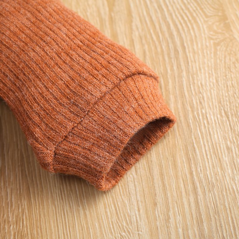 Pull à col haut à manches longues et base en laine tricotée pour fille + jupe courte à carreaux, ensemble deux pièces, nouvelle collection automne 2024_voghion.com