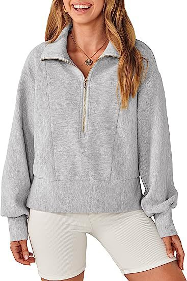 2024 Autumn New Women's Loose Zipper Collar Long Sleeve Hoodie Top_voghion.com