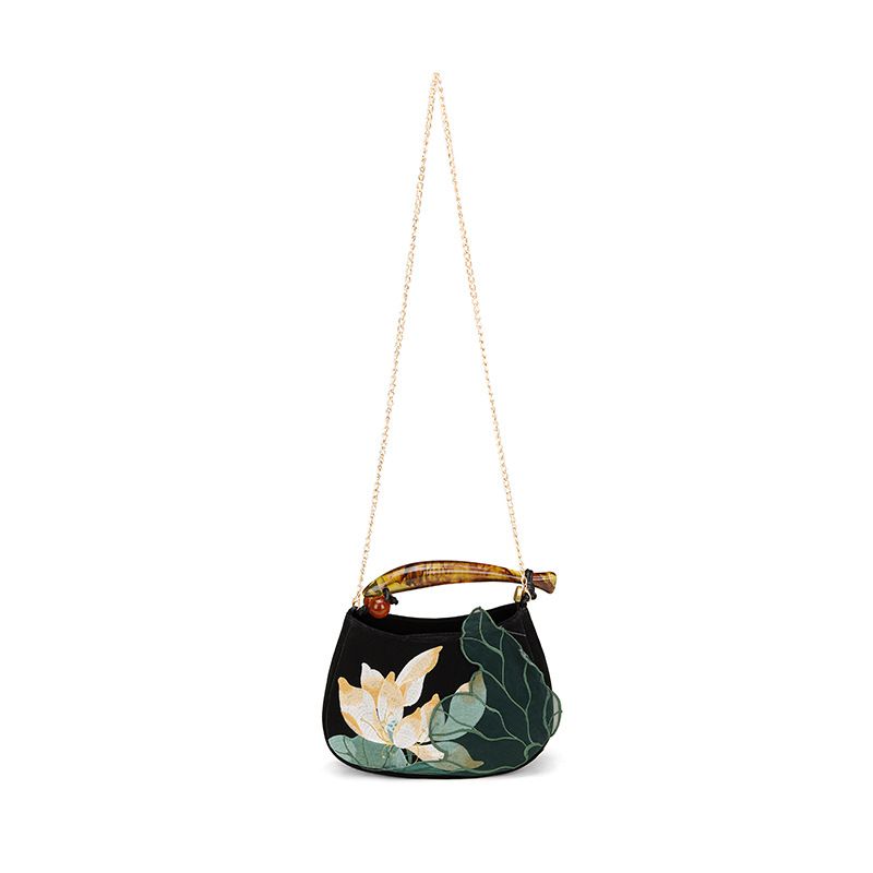 Fish Sinking Autumn Water Ancient Style Banquet Metal Handbag 3D Cheongsam Small Square Bag_voghion.com