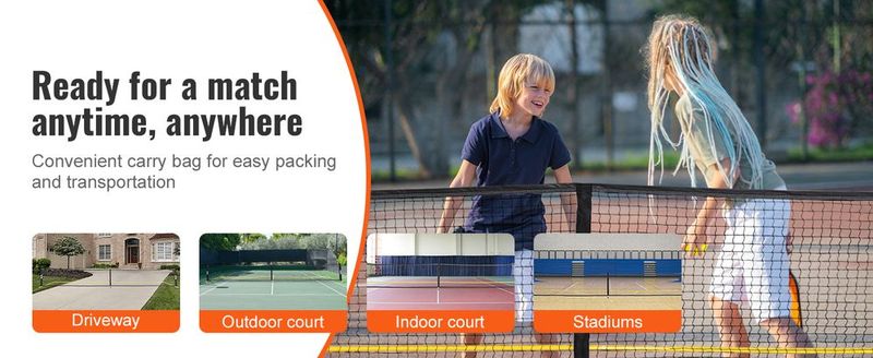 VEVOR Portable Pickleball Net System, 22FT Regulation Size Net, Weather Resistant Steady Metal Frame & Strong PE Net, Outdoor Game Sports Net With Carrying Bag, Easy Setup, Play In Backyard Driveway_voghion.com