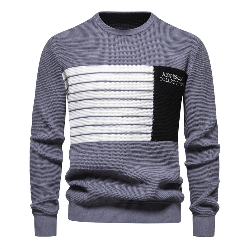 Maglione casual da uomo alla moda, a maniche lunghe, con scollo rotondo, a righe, nuovo autunno_voghion.com