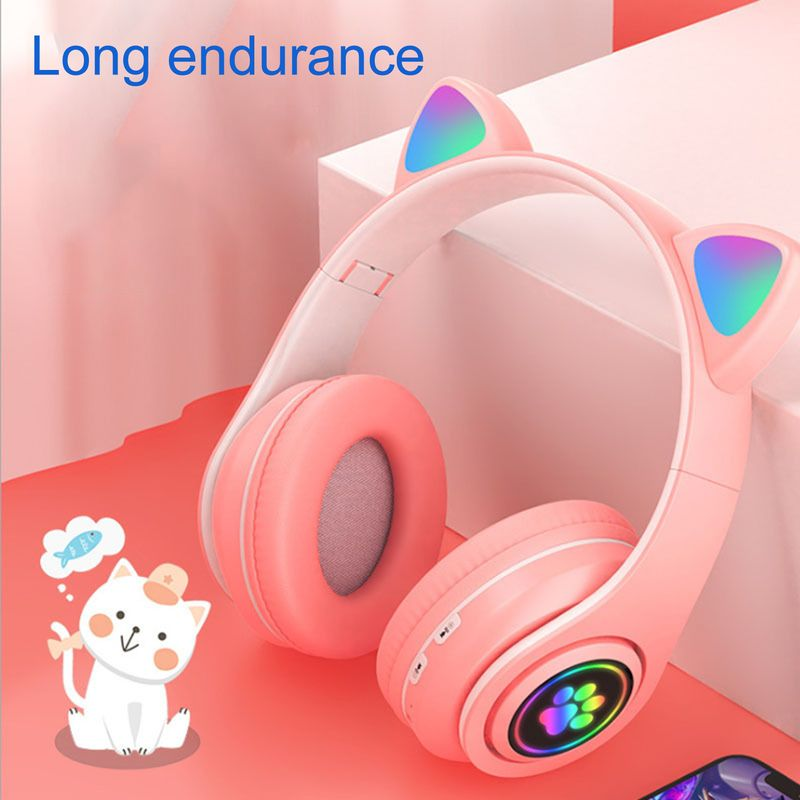 Shape Luminous Headphone Cute B39 Cat Ear Wireless 5.0 Bluetooth-compatible Headset for Mobile Phone_voghion.com