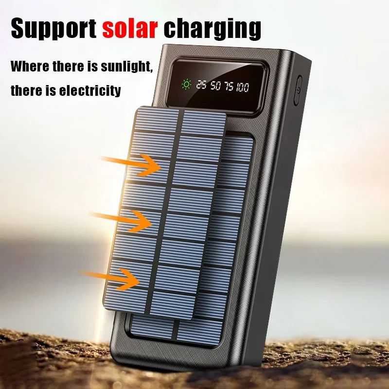 OnePlus Solar Bank200000 MAh Large Capacity Mobile Power Fast Charging Battery Dual USB 4 Cables For IPhone Xiaomi_voghion.com