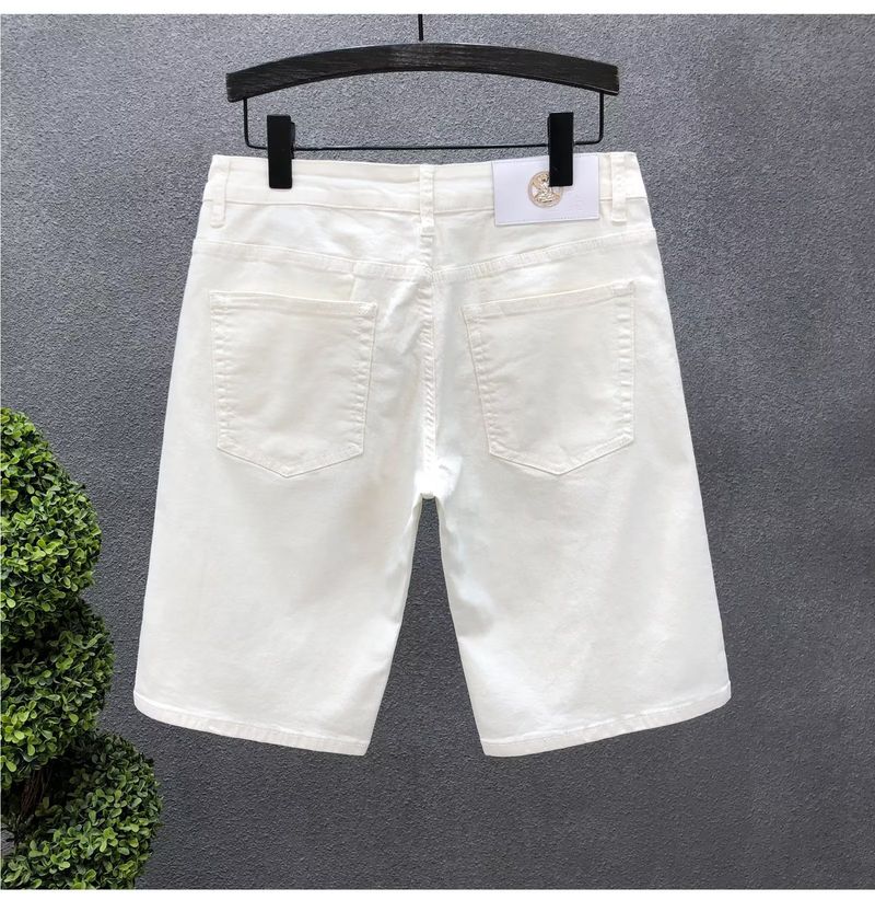 Herrenbekleidung Super Herren Jeansshorts Sommer Dünner Stil Neue Sommer Herren Weiße Fünf-Punkt-Jeans_voghion.com