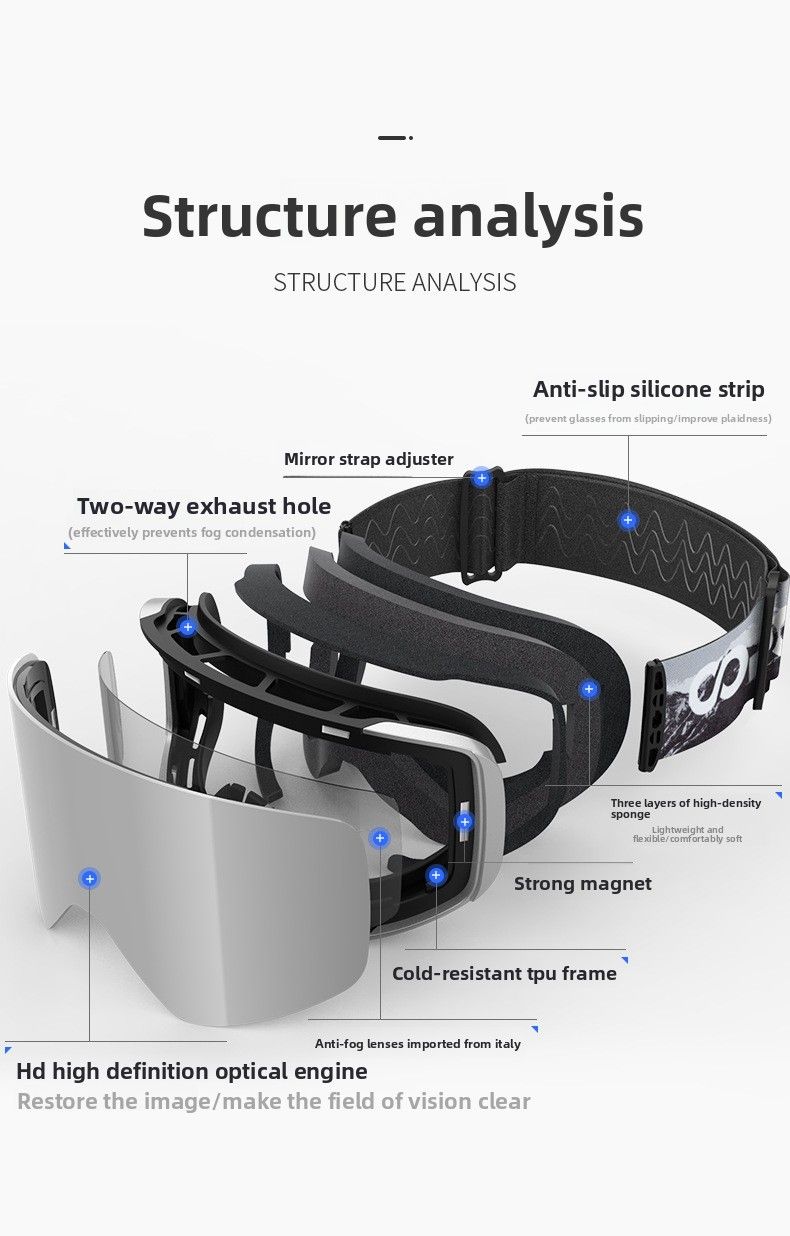 COPOZZ Ski Glasses Magnetic Suction Double-layer Anti-fog Ski Goggles Men's And Women's Cylindrical Cards Myopia Mountaineering Goggles Equipment_voghion.com