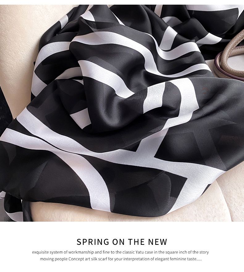 2021 Women's New  Silk 90 Small Square Korean Version Versatile Professional Printed Scarf_voghion.com