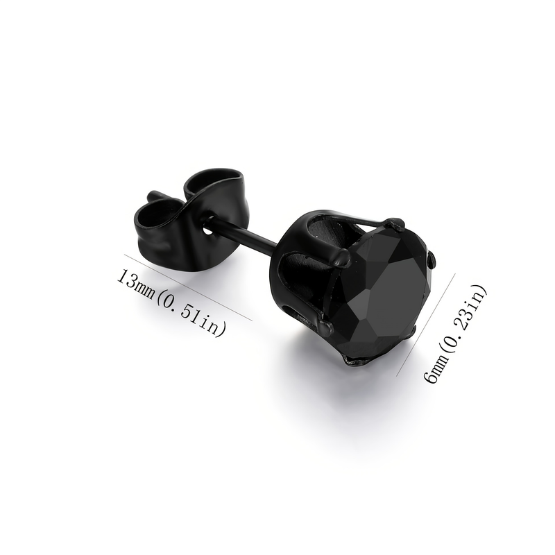 1 paio di orecchini in acciaio inossidabile nero per uomo moda hiphop punk tondo zircone orecchio piercing gioielli regali_voghion.com