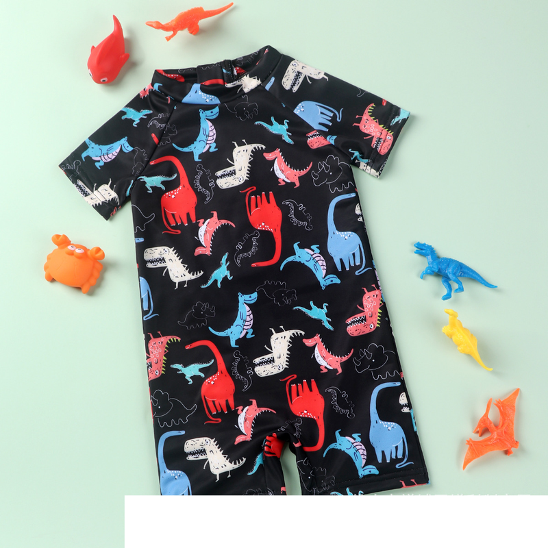Mother&Kids Children's one-piece swimsuit dinosaur print flat horn boy baby_voghion.com