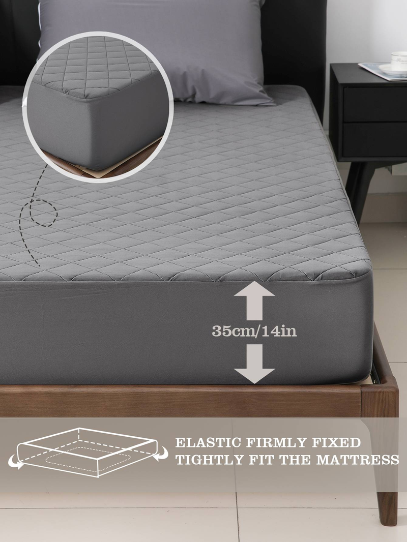 1pc Mattress Cover,100% Waterproof Microfiber - Soft, Breathable And Allergy-resistant - Deep Pocket Diamond Check Embossed Mattress Cover_voghion.com