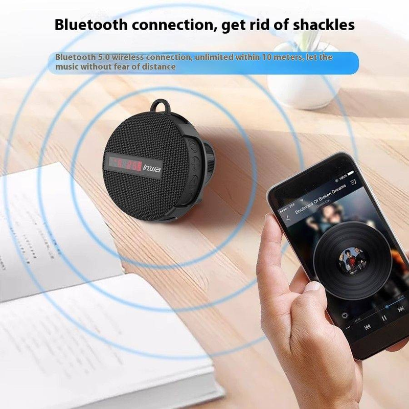 Motorcycle riding audio system, Bluetooth speaker, outdoor portable subwoofer, waterproof and dustproof, displaying time and speed_voghion.com