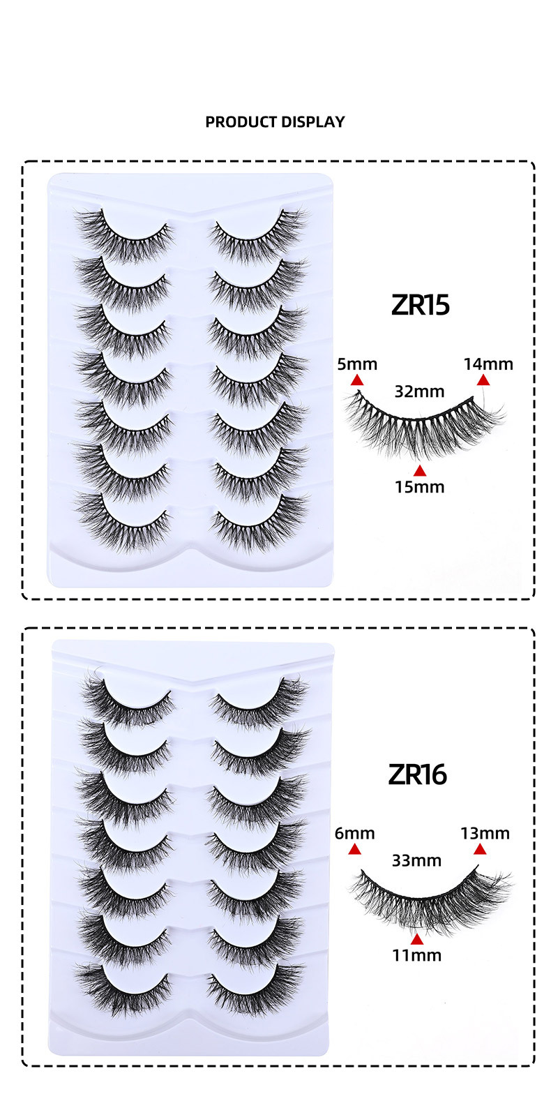 \7 Pairs Of Cat-eye Strip Eyelashes, Slender, Natural And Fluffy Appearance, Trumpet-shaped Cross Eye Tail Lengthening False Eyelashes_voghion.com