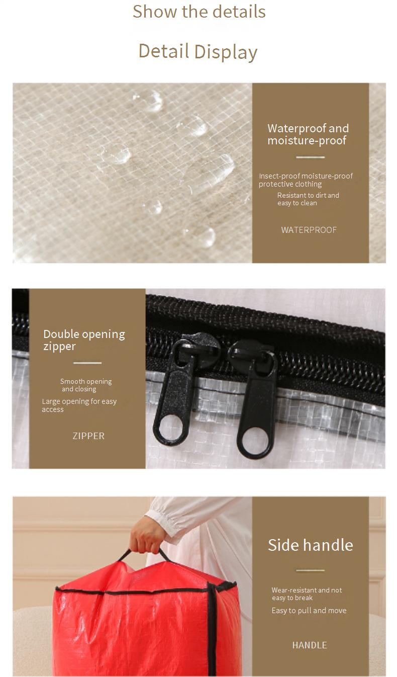 Moving Storage Bag - Extra Large Waterproof Foldable Duffel With Dual Zipper For Blankets & Clothes_voghion.com