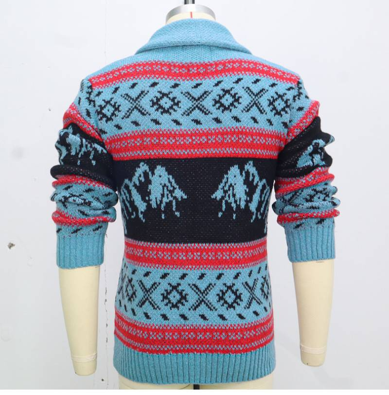 Vintage-Jacquard-Strickjacke für Herren – Dicker Winterpullover mit offener Vorderseite, lässige Outdoor-Kleidung (Blau, M-3XL)_voghion.com