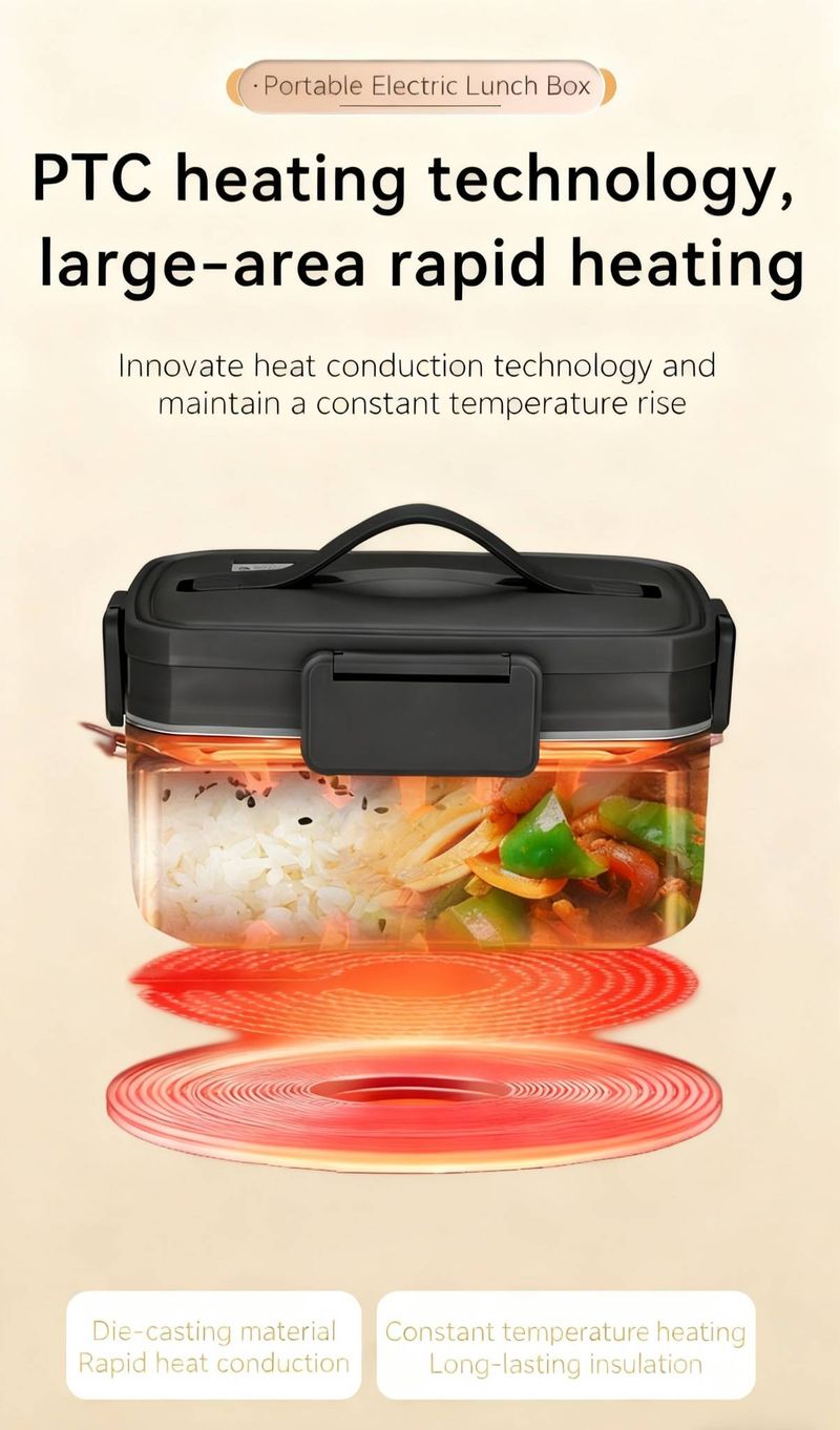 Boîte à lunch électrique portable - Fonction de chauffage et de cuisson à la vapeur, adaptée à un usage domestique et aux employés de bureau._voghion.com