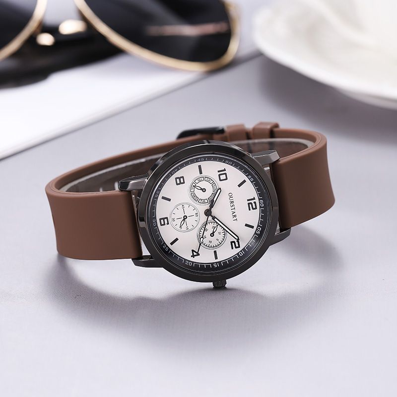 Student Leisure Youth Digital Three Eyes Quartz Silicone Men's Watch_voghion.com