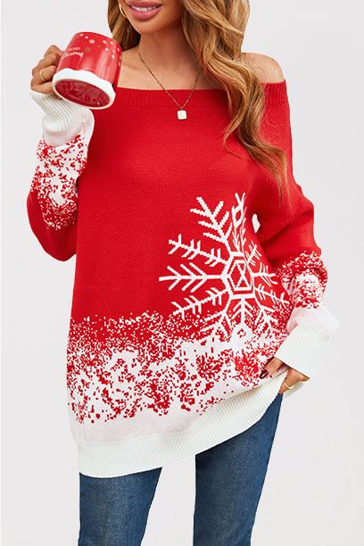 Maglione da donna alla moda per le feste del Giorno dell'Indipendenza con scollo rotondo_voghion.com