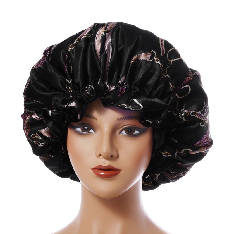 Double Layer Plant Print Nightcap - Spring Floral Design With Breathable Cotton Layers For Comfortable Sleep_voghion.com