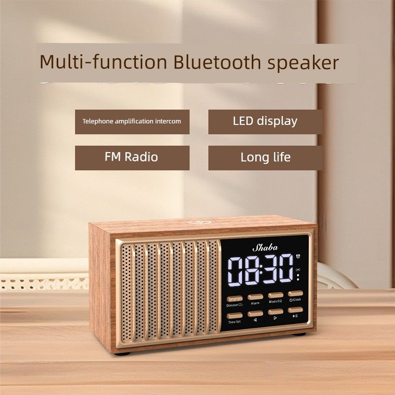 Retro trehøyttalere bass for hjemmet høyvolumantenne FM-radio multifunksjonell Bluetooth-høyttaler_voghion.com