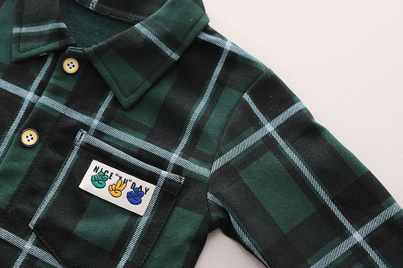 Dětské oblečení 2024 nové podzimní dětské oblečení kostkovaný svetr košile třídílný dětský oblek kalhoty dětské podzimní oblečení_voghion.com