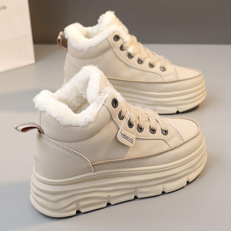 Zīmola rūpnīcas veikals ziemas plīša sieviešu apavi ar augstu augšdaļu, moderni, silti, neslīdoši, ūdensizturīgi_voghion.com