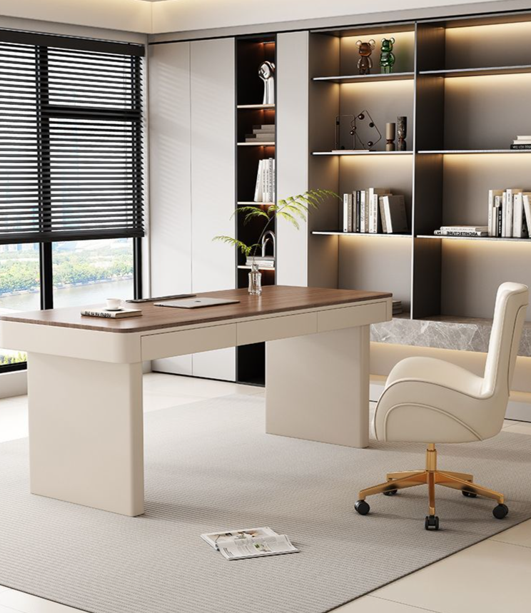 Nogueira Madeira Maciça Leve Luxo Moderno Minimalista Sensação de Alta Qualidade Casa Estudo Sala de Estar Computador Estação de Trabalho Mesa de Escritório_voghion.com