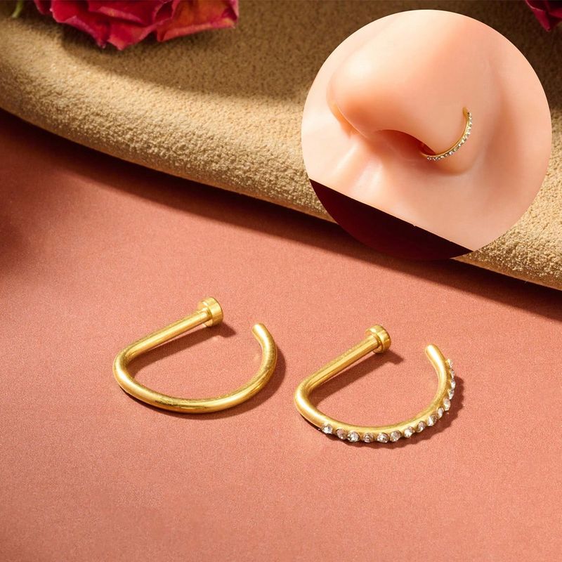 18G 2-5pc D-Shaped Fake Nose Ring Hoops Set, Faux Nose Rings Nose Hoops, Stainless Steel Small Body Cartilage Piercing Jewelry_voghion.com