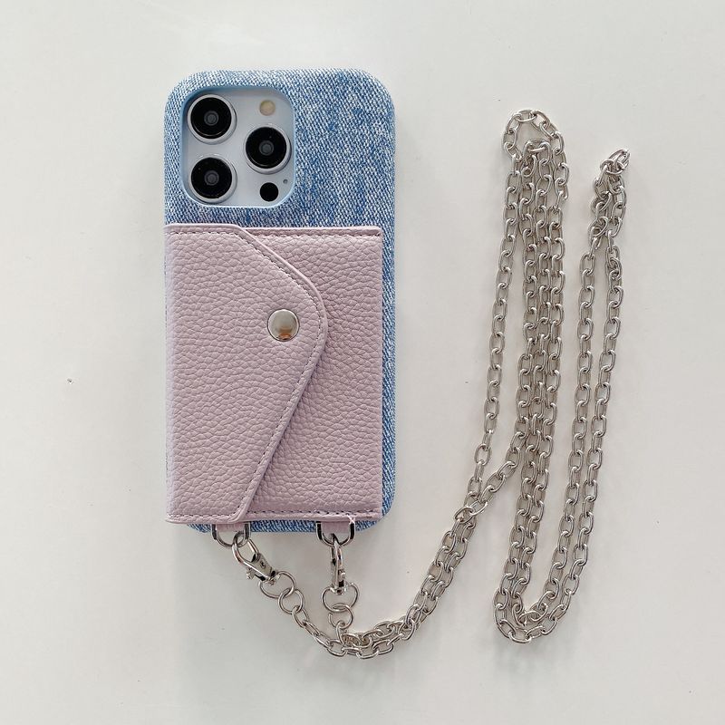 Mobile phone case pattern suitable for Apple 15 triangle card holder crossbody mobile phone case iphone14promax protective cover for women_voghion.com