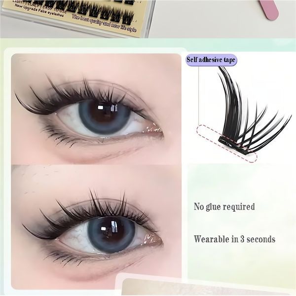 3D Self-Adhesive False Eyelashes (8 Rows) With Tweezers - Natural & Voluminous Look, Beginner-Friendly, Long-Lasting Hold, Perfect For Daily &am_voghion.com