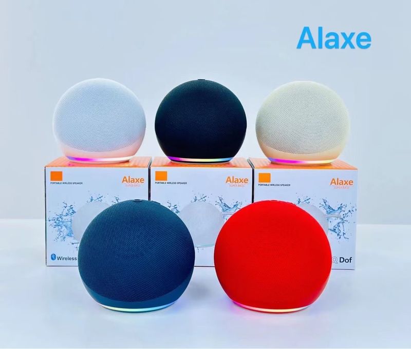 Altavoz Bluetooth inalámbrico Alaxe con soporte de pared y ranura para tarjeta TF: minialtavoz de escritorio con graves profundos y cubierta de tela._voghion.com