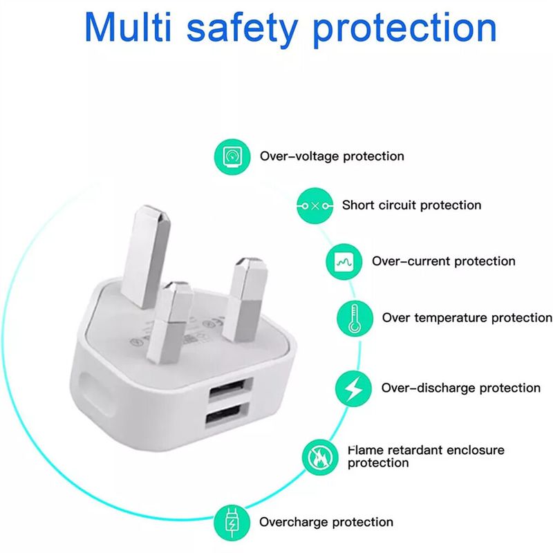 3er-Pack 2-Port-UK-USB-Wandladegerät 3-poliger Stecker Netzadapter für Telefone Tablets_voghion.com