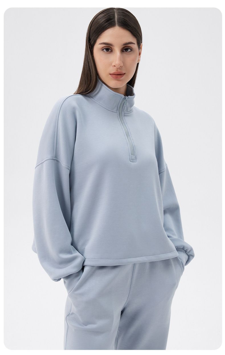 Felpa da donna autunno inverno yoga, comoda e casual, con colletto alto, per corsa, fitness e sport_voghion.com
