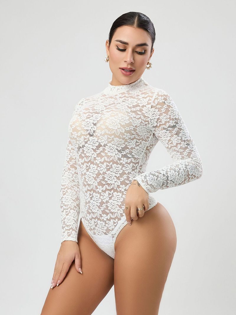 Sexy Lace Jumpsuit New White Design Top Long Sleeved High-end Women's Clothing_voghion.com