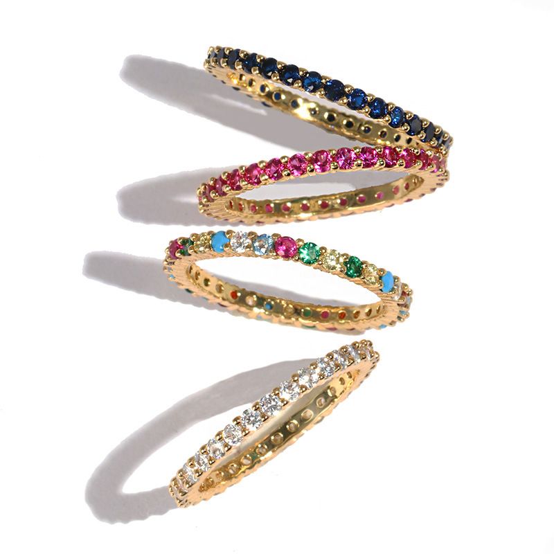 Anello in rame con zircone colorato placcato oro_voghion.com