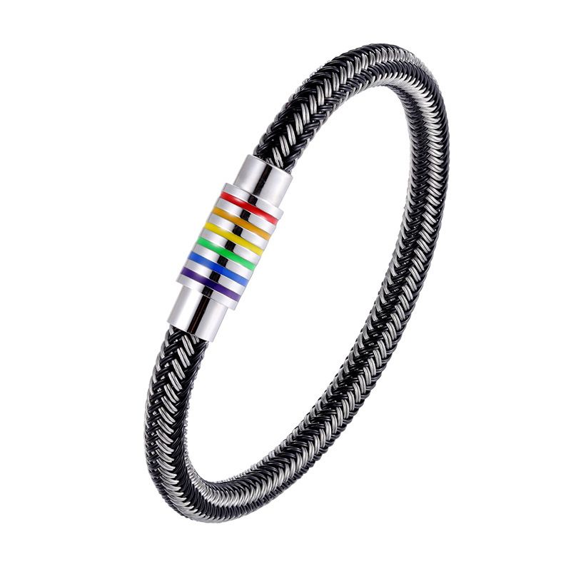 Filo di acciaio inossidabile intrecciato a mano di vendita calda con cinturino con fibbia magnetica_voghion.com