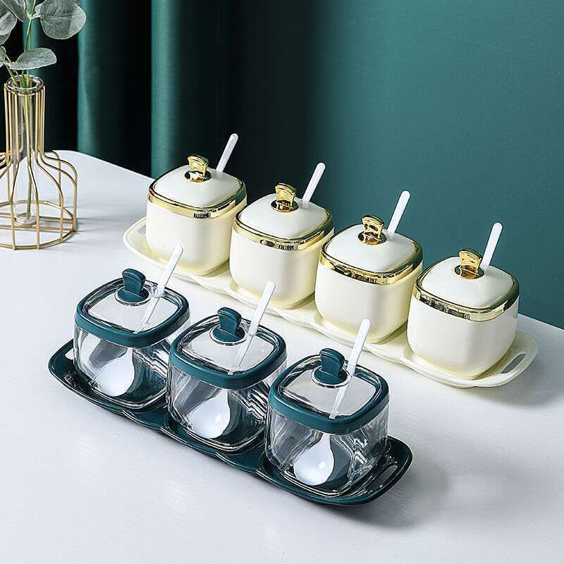 【Venta caliente de 30 días 1415 piezas】 Juego combinado de caja de sal MSG, frasco, botella de condimento, suministros de cocina para el hogar_voghion.com
