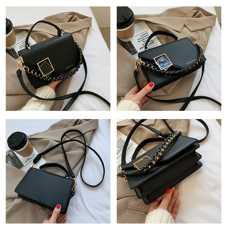 Tas van hoge kwaliteit Dames nieuwe kettingschoudertas Crossbodytas van hoge kwaliteit Buitenlandse handtas Vierkante tas in effen kleur_voghion.com